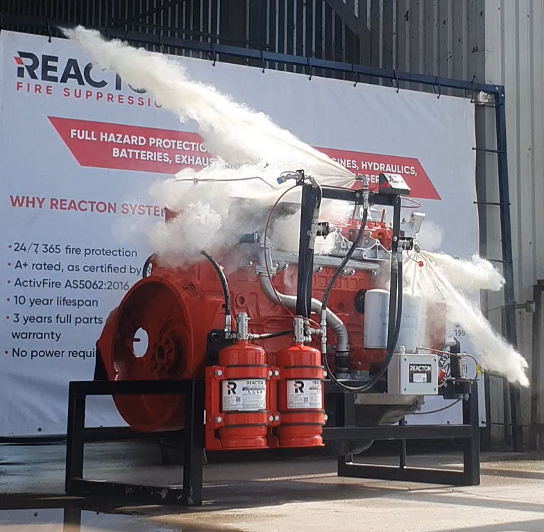 REACTON fire suppression system engaging